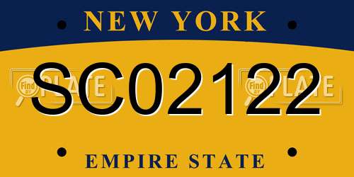 SC02122 New York License Plate