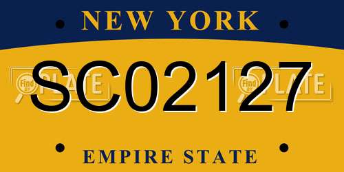 SC02127 New York License Plate