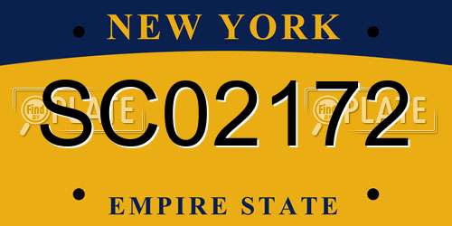 SC02172 New York License Plate