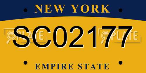 SC02177 New York License Plate