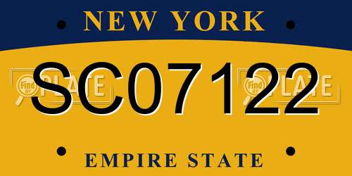 SC07122 New York License Plate