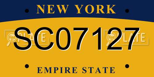 SC07127 New York License Plate