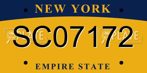 SC07172 New York License Plate