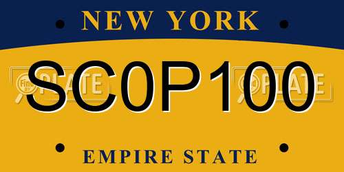 SC0P100 New York License Plate