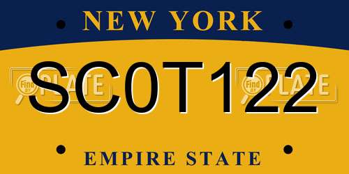 SC0T122 New York License Plate