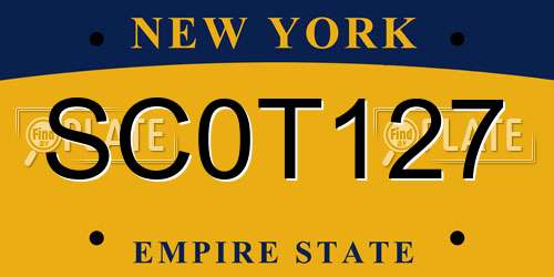 SC0T127 New York License Plate