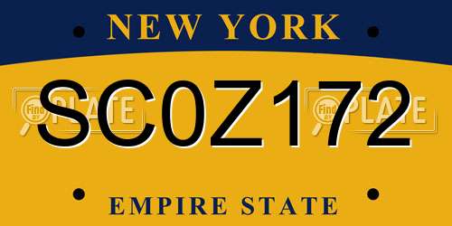 SC0Z172 New York License Plate