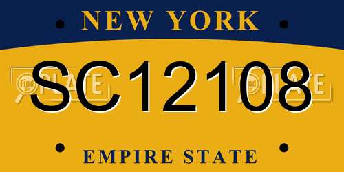 SC12108 New York License Plate