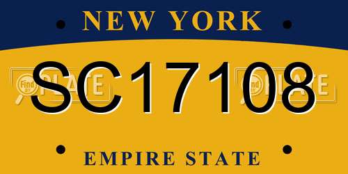 SC17108 New York License Plate