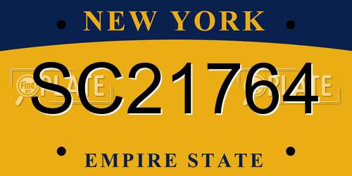 SC21764 New York License Plate