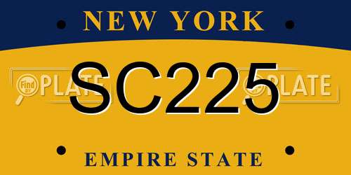 SC225 New York License Plate