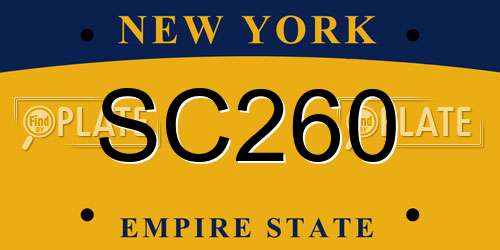 SC260 New York License Plate