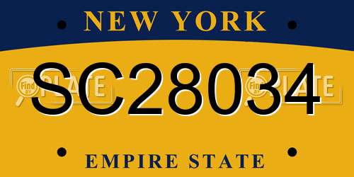 SC28034 New York License Plate