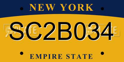 SC2B034 New York License Plate