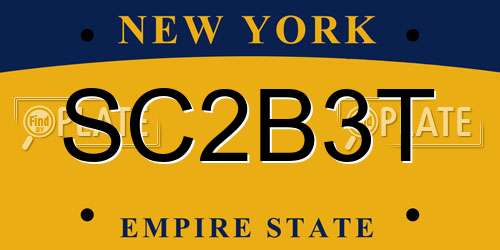 SC2B3T New York License Plate