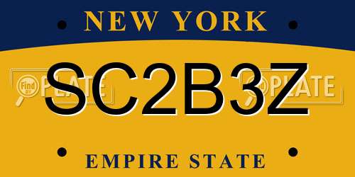 SC2B3Z New York License Plate