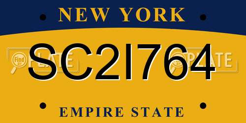 SC2I764 New York License Plate