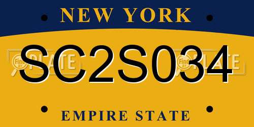SC2S034 New York License Plate