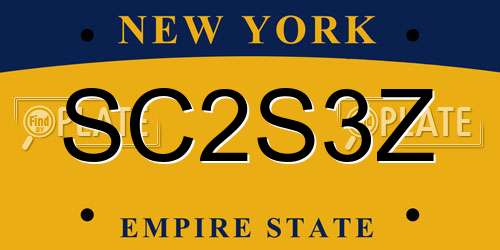 SC2S3Z New York License Plate