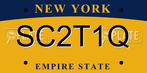 SC2T1Q New York License Plate