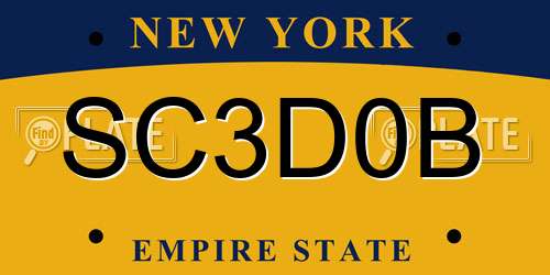 SC3D0B New York License Plate