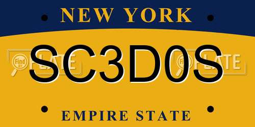 SC3D0S New York License Plate