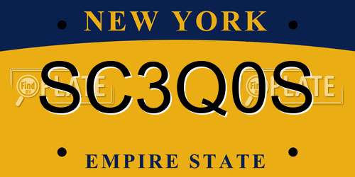 SC3Q0S New York License Plate