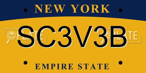 SC3V3B New York License Plate