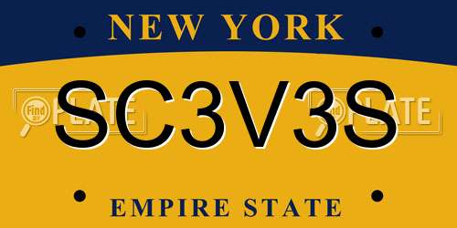 SC3V3S New York License Plate