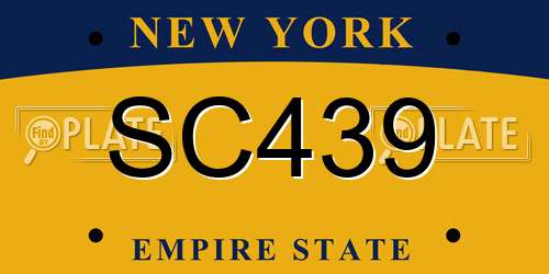 SC439 New York License Plate