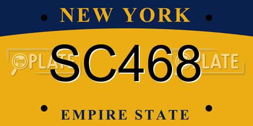 SC468 New York License Plate