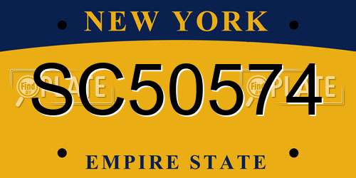 SC50574 New York License Plate