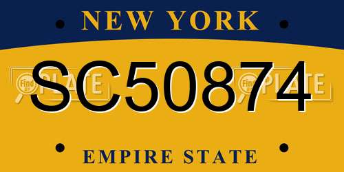 SC50874 New York License Plate
