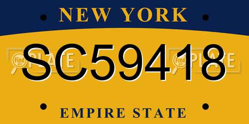 SC59418 New York License Plate