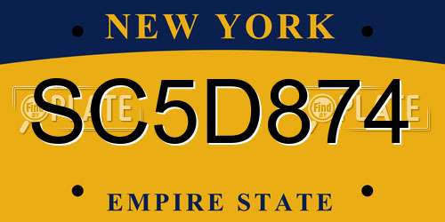 SC5D874 New York License Plate