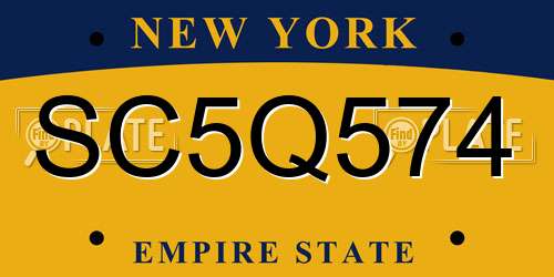 SC5Q574 New York License Plate