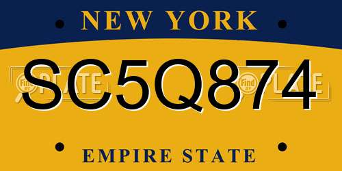 SC5Q874 New York License Plate
