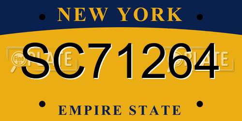 SC71264 New York License Plate