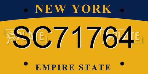 SC71764 New York License Plate
