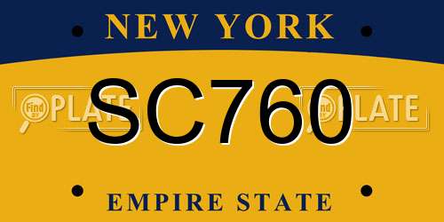 SC760 New York License Plate