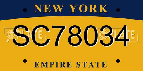 SC78034 New York License Plate