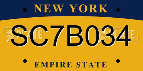 SC7B034 New York License Plate