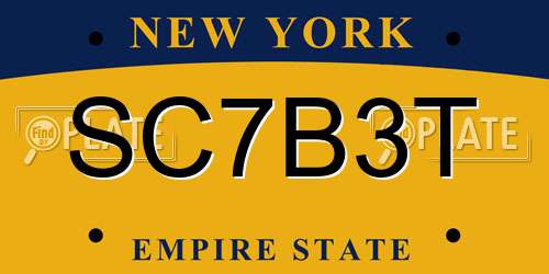 SC7B3T New York License Plate