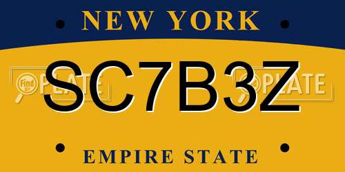 SC7B3Z New York License Plate