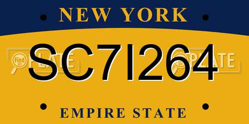 SC7I264 New York License Plate