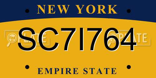SC7I764 New York License Plate