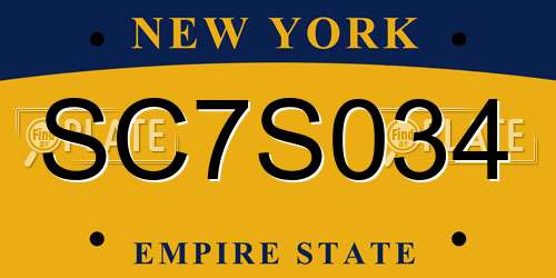 SC7S034 New York License Plate