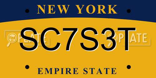 SC7S3T New York License Plate