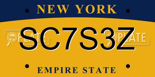 SC7S3Z New York License Plate