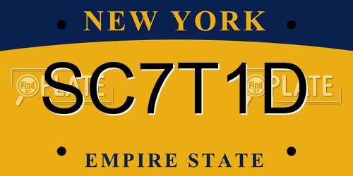 SC7T1D New York License Plate